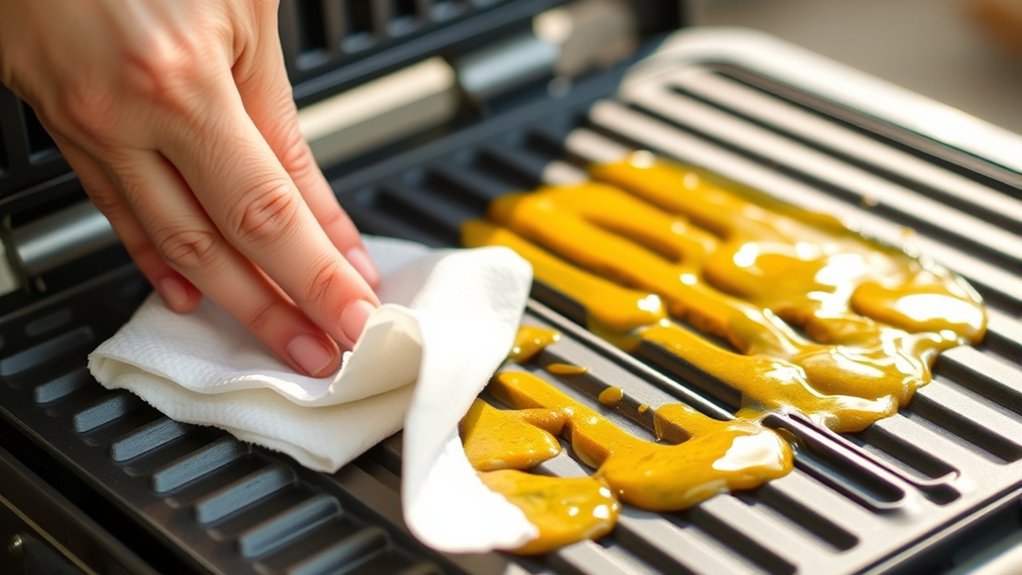 absorb grease with towels