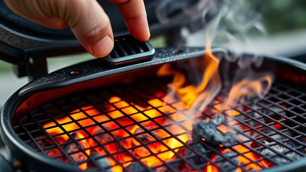 adjust vents to control fire