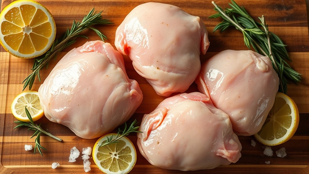 choose fresh well marbled thighs