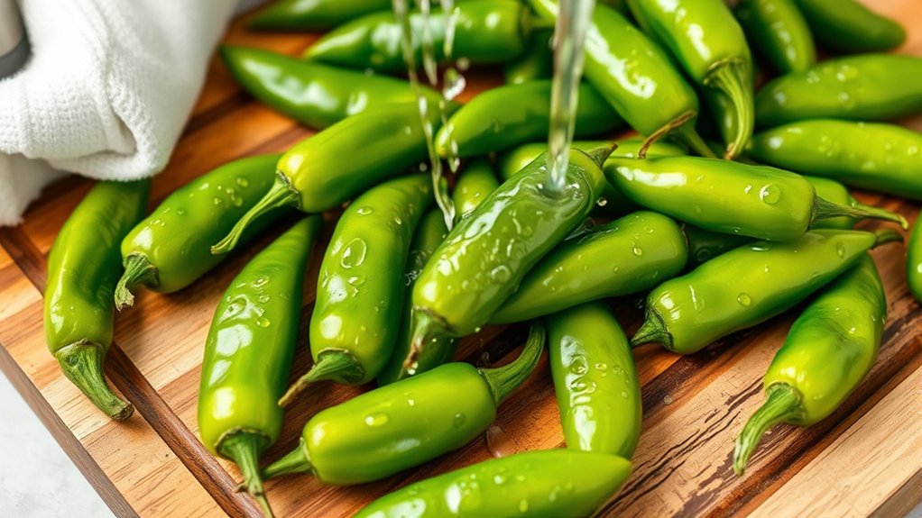 clean dry trim peppers