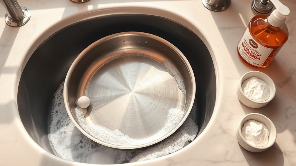 cleaning stained cookware efficiently