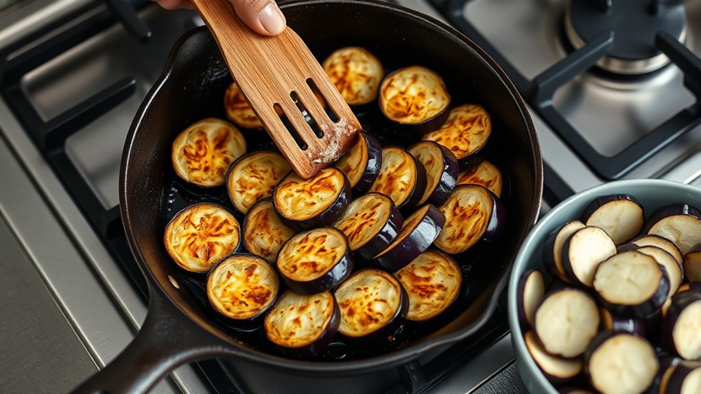 cook sliced eggplant crispy