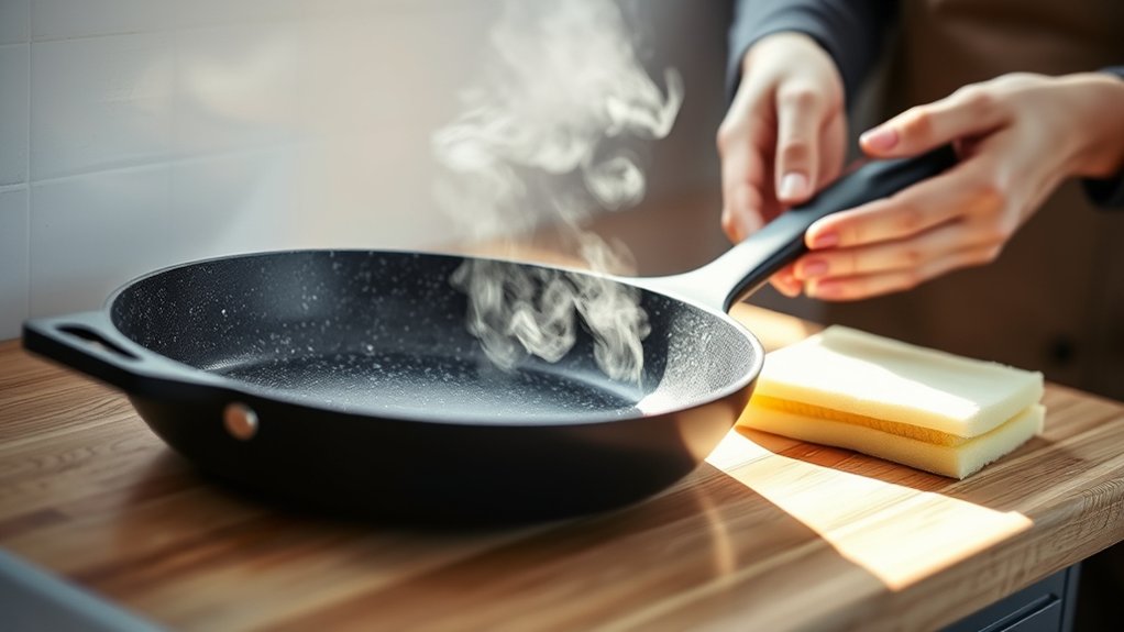 cool pan before cleaning