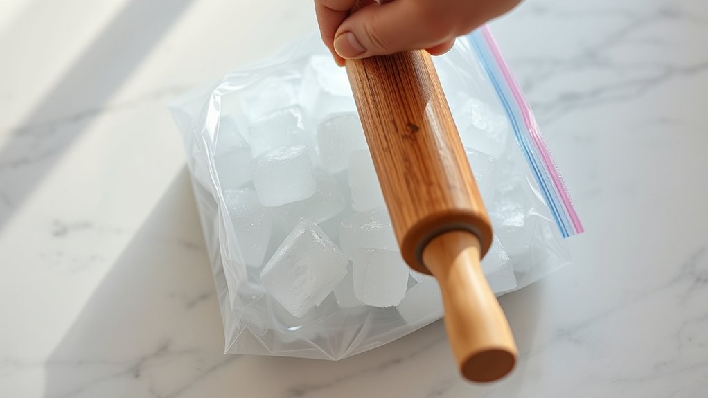 crush ice with rolling pin