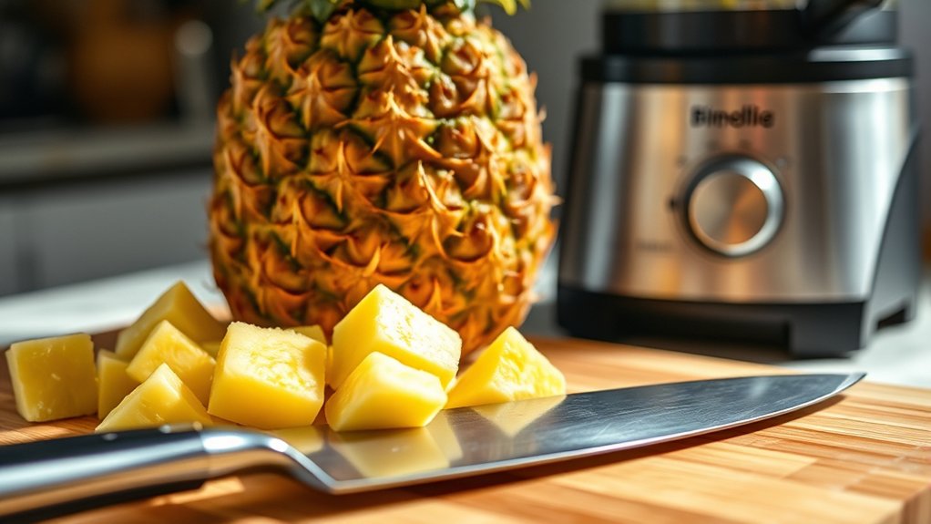cut pineapple into chunks