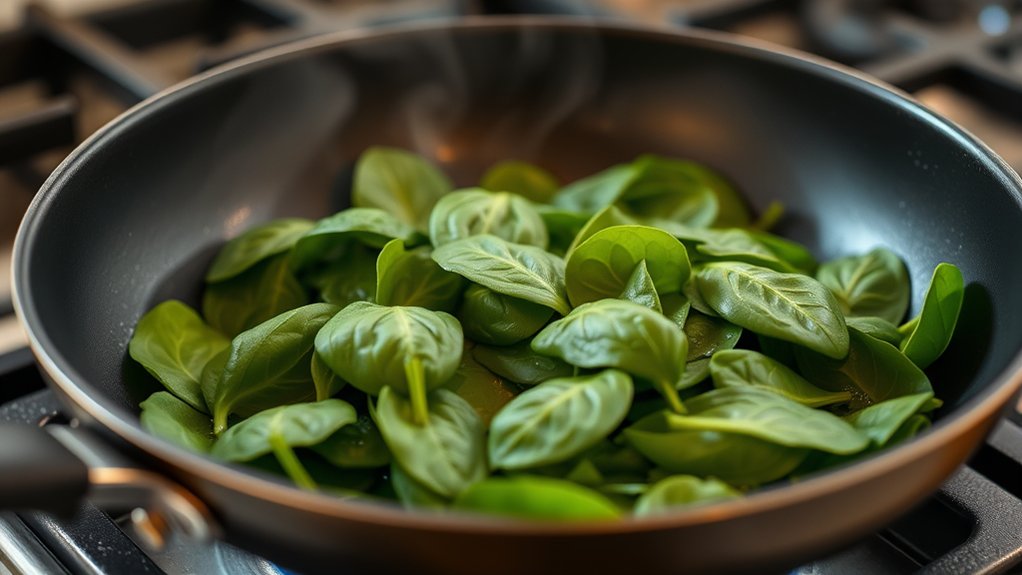 even heat for vibrant spinach