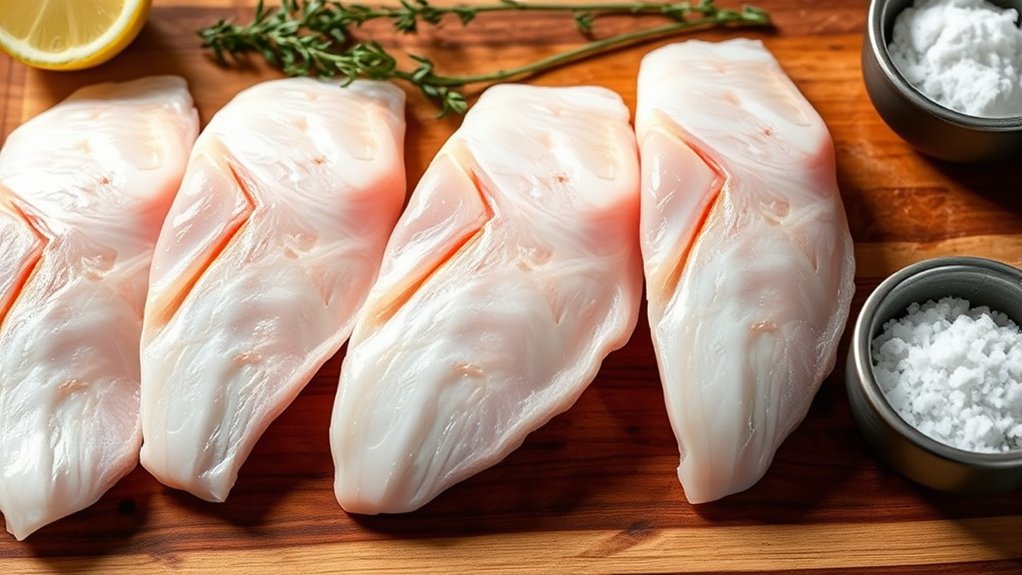 fresh firm evenly thick