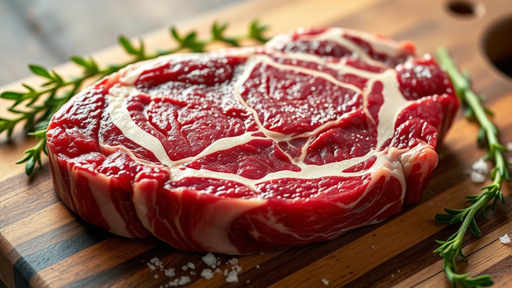 marbled thick vibrant steak
