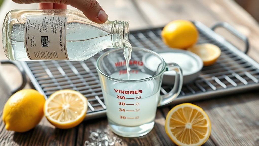 mix vinegar and baking soda