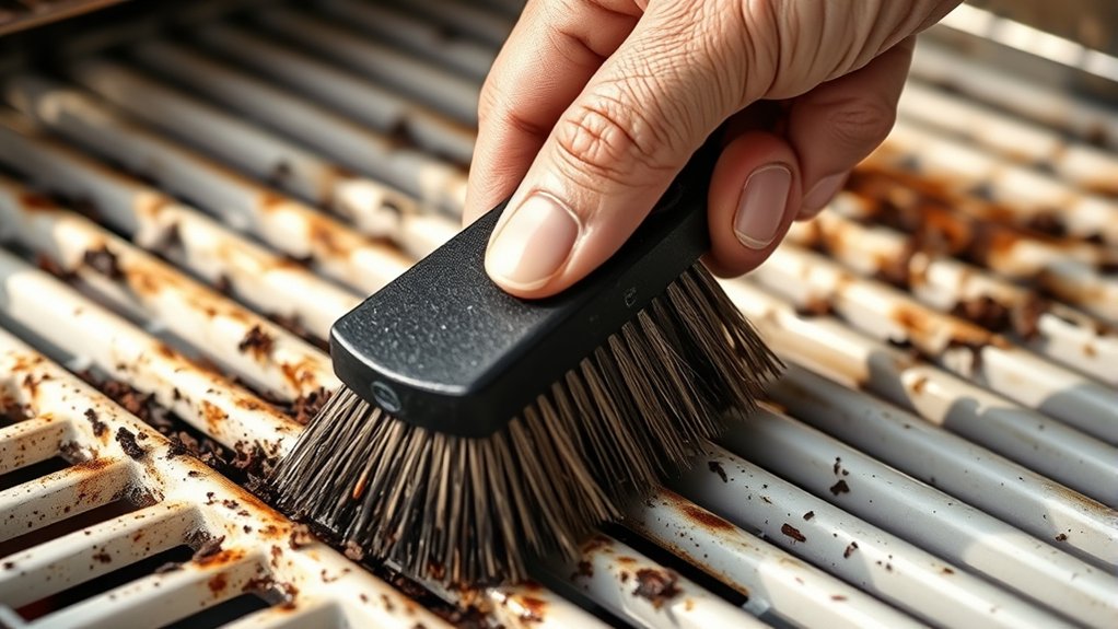 scrape stubborn residue carefully