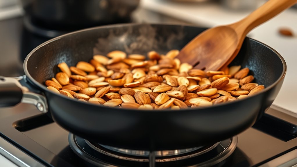 toast almonds in pan
